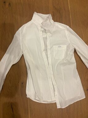 Lacoste White Long-Sleeve Button-Up Dress Shirt